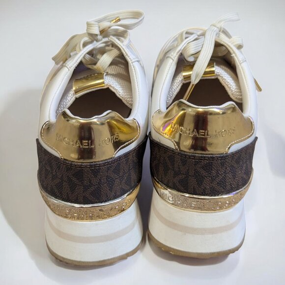 Michael Kors Georgie Trainers, White & Gold, Women's Size 7.5, Logo - Picture 4 of 7